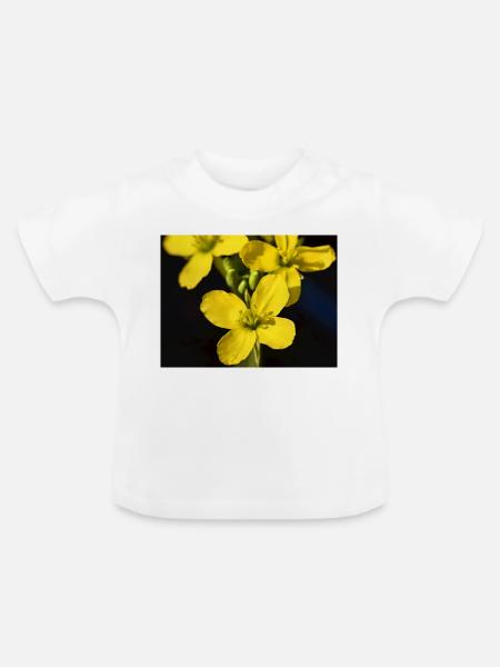Blühender Ruccula - Baby Bio-T-Shirt mit Rundhals - Weiß