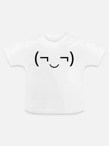 Schelmisches Emoticon (¬‿¬) freches Grinsen - Baby Bio-T-Shirt mit Rundhals - Weiß