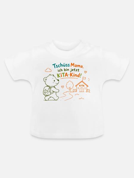 KitaKind Abschied von Mama - Baby Bio-T-Shirt mit Rundhals - Weiß