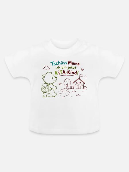 Kita-Kind Abschiedsgruß - Baby Bio-T-Shirt mit Rundhals - Weiß