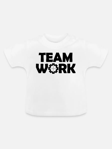 Teamarbeit - Baby Bio-T-Shirt mit Rundhals - Weiß