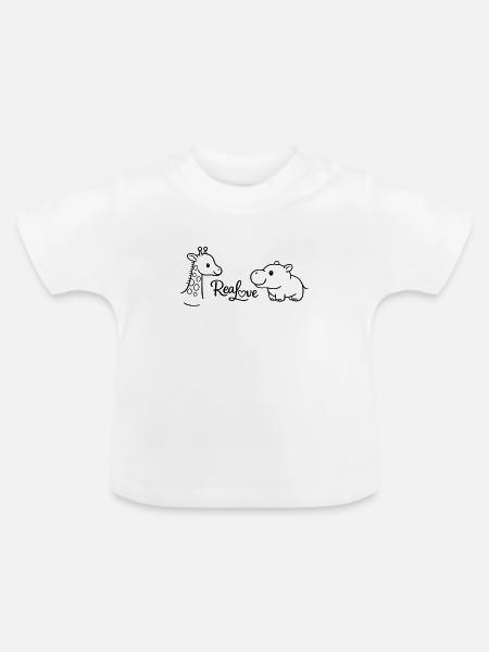 Giraffen und Nilpferd: Wahre Liebe - Baby Bio-T-Shirt mit Rundhals - Weiß