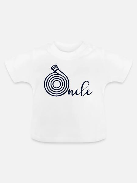 Onkel French Feuerwehrmann - Baby Bio-T-Shirt mit Rundhals - Weiß