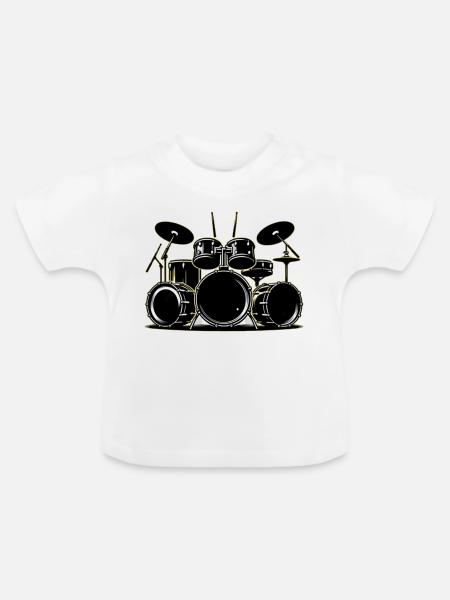 Schlagzeug, Trommeln, Trommeln - Baby Bio-T-Shirt mit Rundhals - Weiß
