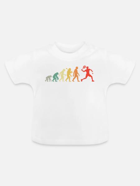 Tennisspieler Evolution für den Tennisplatz - Baby Bio-T-Shirt mit Rundhals - Weiß