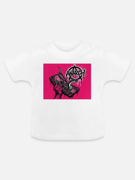 Anarchischer Aal entspringt einer Festplatte - Baby Bio-T-Shirt mit Rundhals - Weiß