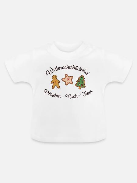 Weihnachtsbäckerei – Plätzchen-Nasch-Team - Baby Bio-T-Shirt mit Rundhals - Weiß