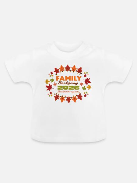 Familien-Thanksgiving 2026 Leaf Burst - Baby Bio-T-Shirt mit Rundhals - Weiß