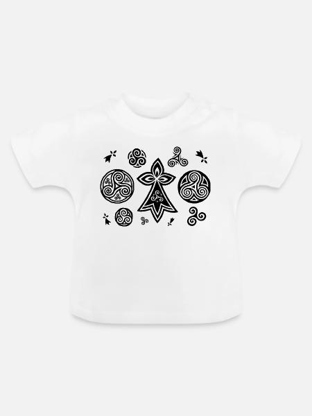 Bretonische Triskels und Hermines - Baby Bio-T-Shirt mit Rundhals - Weiß