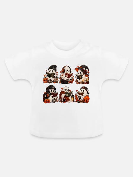 Cute Ghost - Baby Bio-T-Shirt mit Rundhals - Weiß