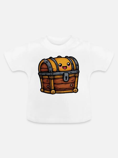 Kuschelige Schatztruhe mit Lächeln - Baby Bio-T-Shirt mit Rundhals - Weiß