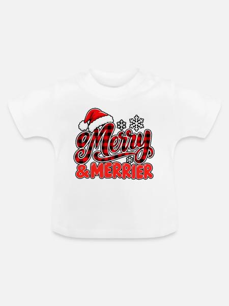 Merry & Merrier Plaid Weihnachten - Baby Bio-T-Shirt mit Rundhals - Weiß