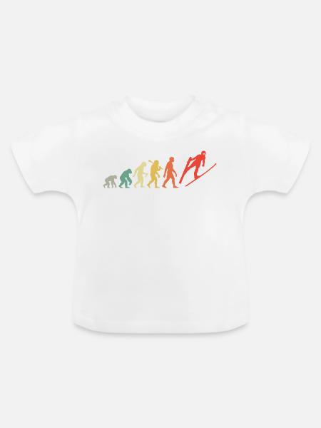 Retro Skispringen Evolution Skispringer Im Flug - Baby Bio-T-Shirt mit Rundhals - Weiß