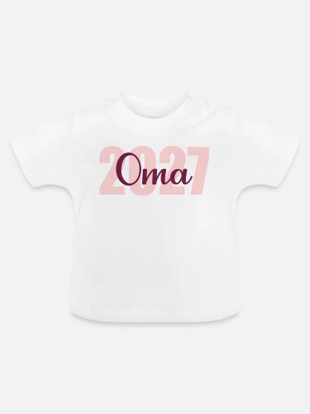 Baby verkünden, Oma 2027 - Baby Bio-T-Shirt mit Rundhals - Weiß