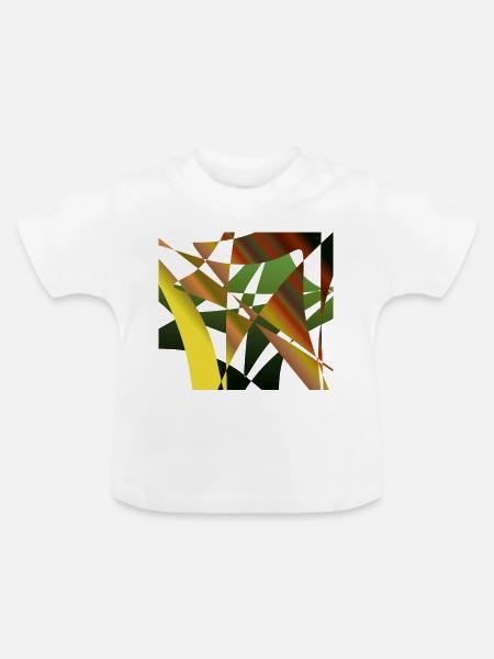 Abstrakte Fragmente Grüner Ocker - Baby Bio-T-Shirt mit Rundhals - Weiß