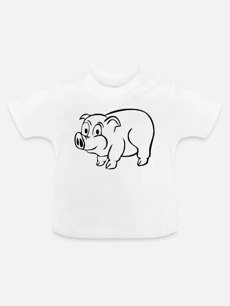 Glücksschwein - Baby Bio-T-Shirt mit Rundhals - Weiß