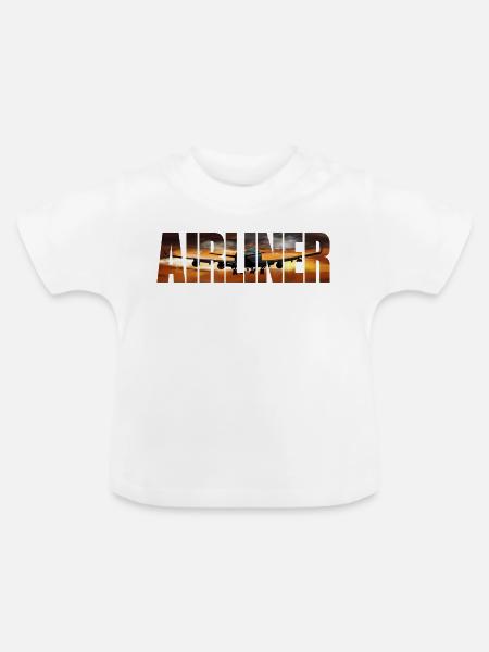 Airliner Jumbo-Jet - Baby Bio-T-Shirt mit Rundhals - Weiß