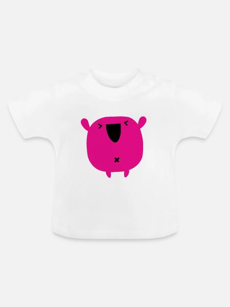 rosa Monster - Baby Bio-T-Shirt mit Rundhals - Weiß