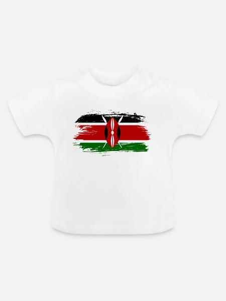 Kenia Fahne Flagge - Baby Bio-T-Shirt mit Rundhals - Weiß