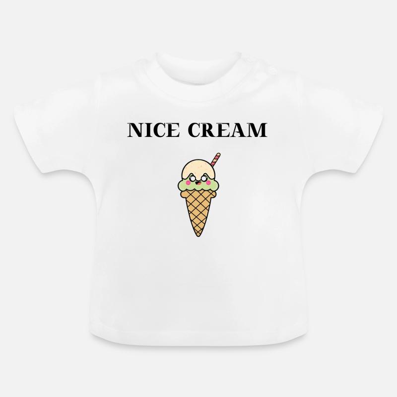 NICE CREAM idée cadeau drôle de crème glacée sucrée - T-shirt bio col rond Bébé - blanc