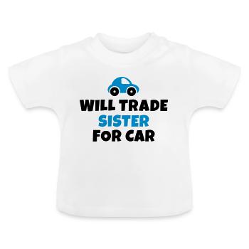Échangera sa sœur contre une voiture - T-shirt bio col rond Bébé - blanc - Devant