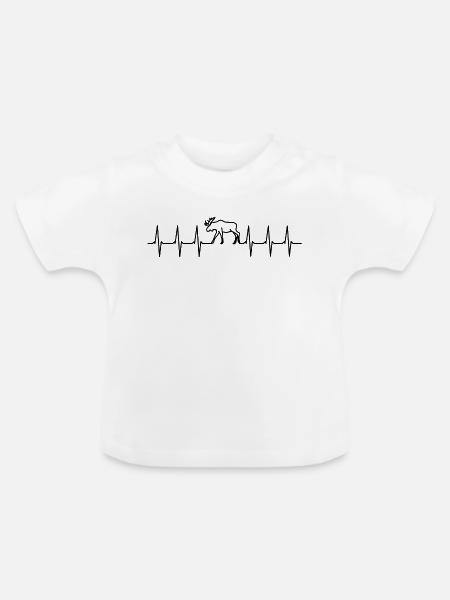Elch - Herzschlag - Autoaufkleber - Baby Bio-T-Shirt mit Rundhals - Weiß