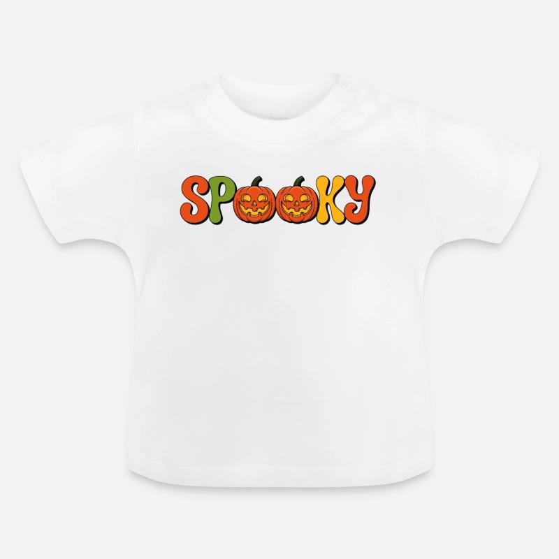 Lettrage citrouille effrayant - T-shirt bio col rond Bébé - blanc