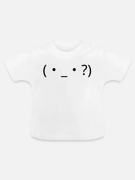 Verwirrtes Emote (・_・?) Fragezeichen - Baby Bio-T-Shirt mit Rundhals - Weiß