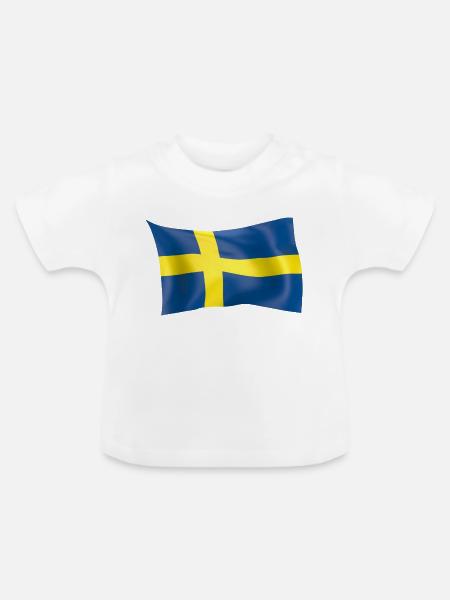 Schwedenflagge - Baby Bio-T-Shirt mit Rundhals - Weiß