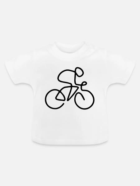Ein-Linien-Radfahrer - Baby Bio-T-Shirt mit Rundhals - Weiß