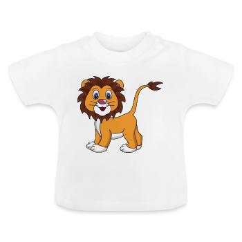 Baby Löwe - Baby Bio-T-Shirt mit Rundhals - Weiß - Vorne