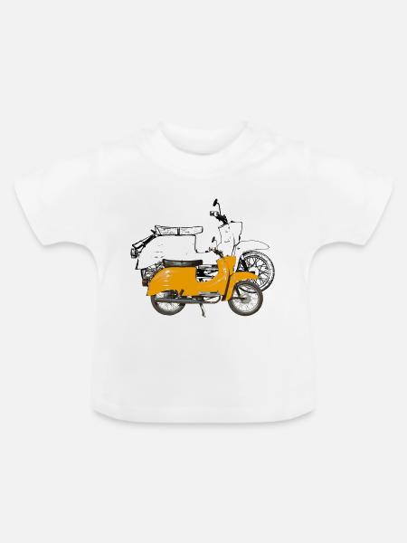 doppelte Schwalbe Saharabraun - Baby Bio-T-Shirt mit Rundhals - Weiß