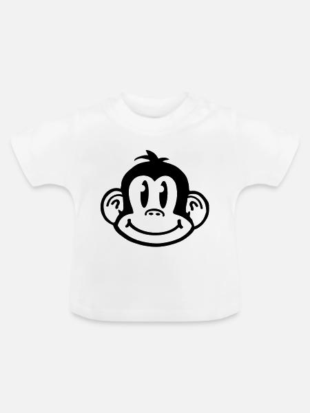 affe_comic_smiley_aq1 - Baby Bio-T-Shirt mit Rundhals - Weiß