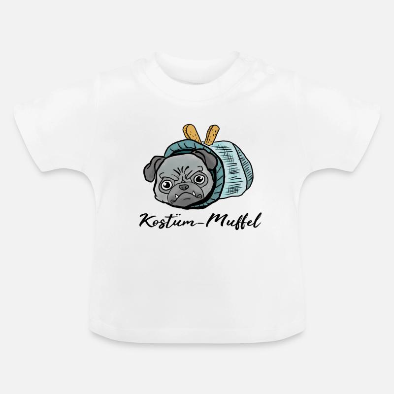 Mops beim Fasching! Geschenk Rollmops - Baby Bio-T-Shirt mit Rundhals - Weiß
