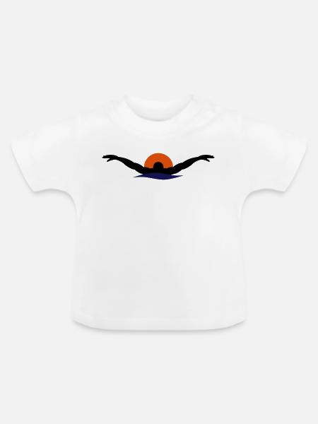 Schwimmen - Baby Bio-T-Shirt mit Rundhals - Weiß