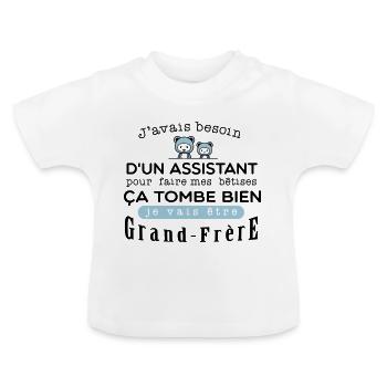 Bientot Grand-Frêre Bétise - T-shirt bio col rond Bébé - blanc - Devant