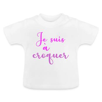 je suis à croquer - T-shirt bio col rond Bébé - blanc - Devant