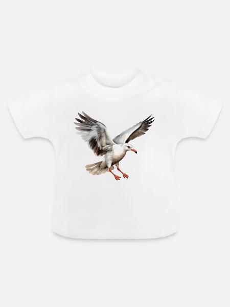 Möwe - Baby Bio-T-Shirt mit Rundhals - Weiß