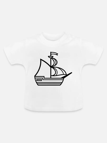 Piratenschiff - Baby Bio-T-Shirt mit Rundhals - Weiß