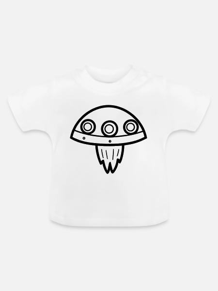 fliegende Untertasse - Baby Bio-T-Shirt mit Rundhals - Weiß