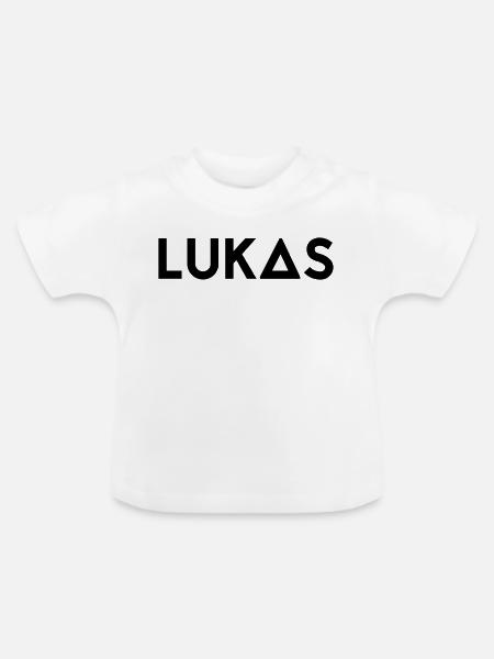 Vorname Lukas - Baby Bio-T-Shirt mit Rundhals - Weiß