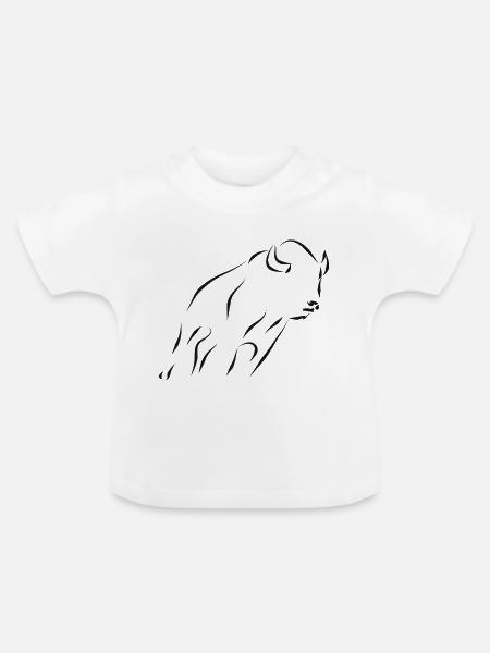 Bison - schwarz - Baby Bio-T-Shirt mit Rundhals - Weiß