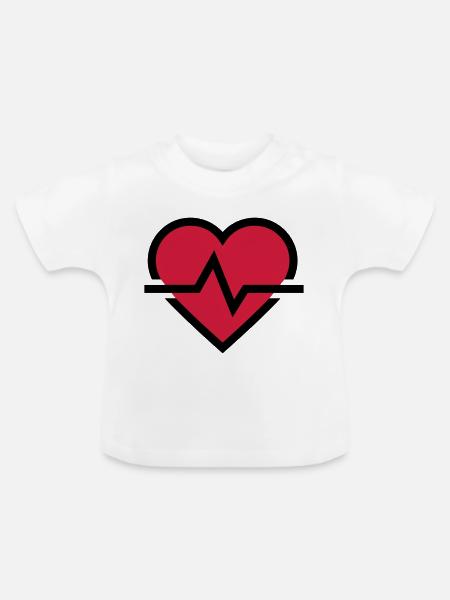 Herzschlag Puls - Baby Bio-T-Shirt mit Rundhals - Weiß