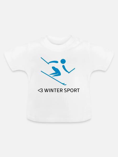 Sports d'hiver - T-shirt bio col rond Bébé - blanc
