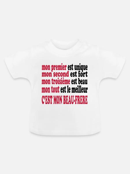 Mon beau-frère est beau - Baby Bio-T-Shirt mit Rundhals - Weiß
