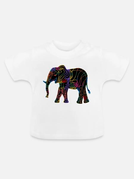 Elefant - Baby Bio-T-Shirt mit Rundhals - Weiß