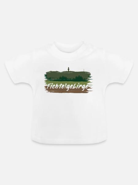 Fichtelgebirge Kösseine Schneeberg Ochsenkopf grün - Baby Bio-T-Shirt mit Rundhals - Weiß