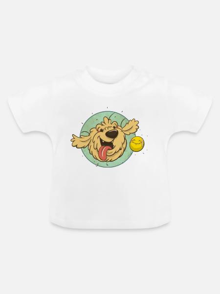 cockapoo Thor mit Tennisball - Baby Bio-T-Shirt mit Rundhals - Weiß