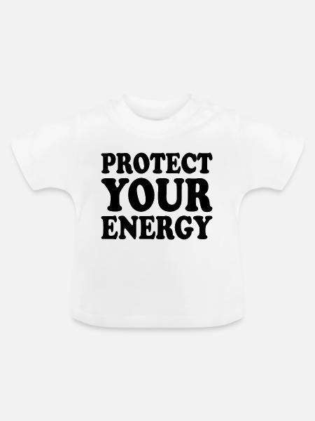Protect your energy - Baby Bio-T-Shirt mit Rundhals - Weiß