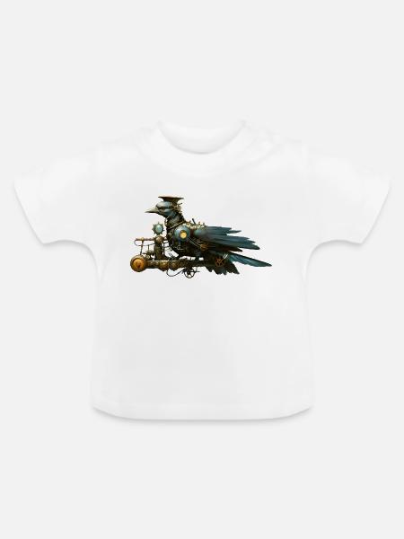 Steampunk Vogel - Baby Bio-T-Shirt mit Rundhals - Weiß